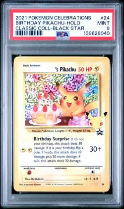 Birthday Pikachu Holo 24 Celebrations Classic Collection Pokemon PSA 9 *040 - Image 1