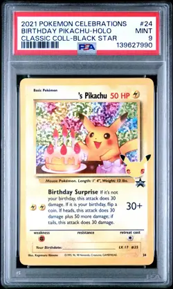 Birthday Pikachu Holo 24 Celebrations Classic Collection Pokemon PSA 9 *990 - Image 1