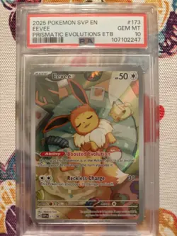 2025 POKEMON PRISMATIC EVOLUTIONS ETB PROMO SVP #173 EEVEE PSA 10 - Image 1