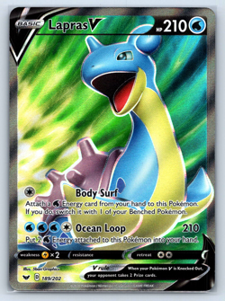 Pokemon TCG Sword & Shield Base Set 189/202 Lapras V Full Art NM - Image 1