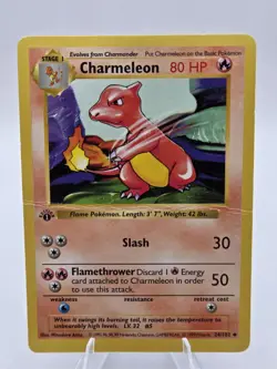 Pokemon TCG Charmeleon Base Set 1st Edition Uncommon 24/102 -DAMAGED SEE PICS - Image 1