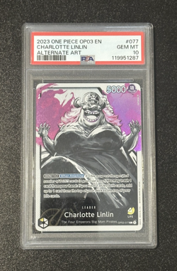 PSA 10 💎 CHARLOTTE LINLIN OP03-077 ALT ART - PILLARS OF STRENGTH ONE PIECE TCG - Image 1