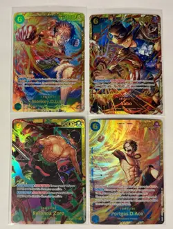 One Piece TCG SEC Lot - OP13 Luffy Ace Sabo & OP06 Zoro - Secret Rare Near Mint - Image 1