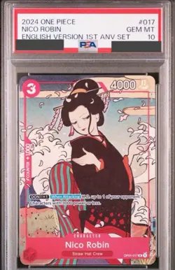 PSA 10 2024 ONE PIECE ENGLISH VERSION 1ST ANNIVERSARY SET #017 NICO ROBIN - Image 1