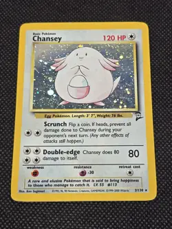 Pokemon TCG: Chansey Holo Rare Card 3/102 Base Set Unlimited VTG WOTC LP - Image 2