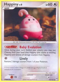 Happiny 52/123 Uncommon Mysterious Treasures Pokemon Card - Image 1