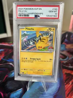Pokemon Pikachu 2024 World Championships Black Star Promo 190 PSA 10 Gem Mint - Image 1