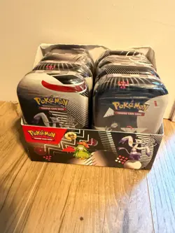 Pokemon TCG Black Bolt White Flare Mini 8 Tin Display Box Tins R Factory Sealed - Image 1