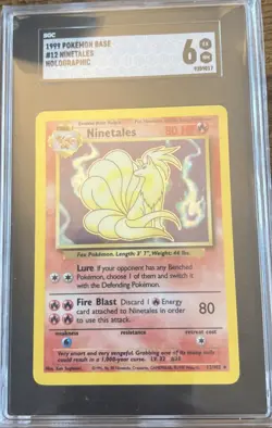 Pokemon TCG Ninetales Base Set Holo Unlimited Rare SGC 6 - Image 1