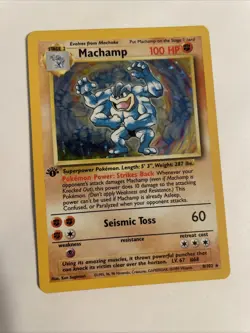 Pokemon TCG Machamp Holo Rare 1st Edition Base Set 8/102 - Image 1
