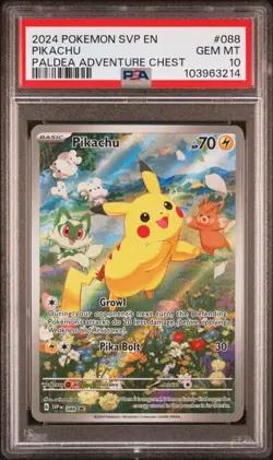 PSA 10 Pikachu Paldea Adventure Chest BSP 2024 Pokemon SVP 088 Black Star Promo - Image 1