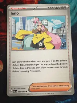 Iono 080/091 Common LP Pokemon TCG Scarlet & Violet Paldean Fates - Image 1