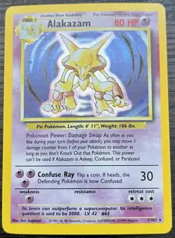 Alakazam 001/102 Pokemon TCG WOTC Base Set Holo MINT NM - Image 1