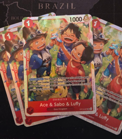 4x OP13-007 Ace & Sabo & Luffy SR Playset -One Piece TCG- Carrying On His Will - Image 1