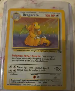 1999 Pokemon Dragonite Holofoil Fossil #4/62 Trading Card Pre Owned - Image 1