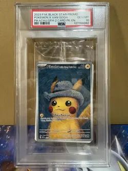 PSA 10 Pikachu x Van Gogh Grey Felt Hat Sealed Promo SVP 085 Pokemon Card Game - Image 1