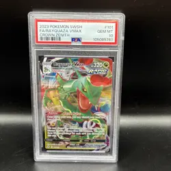 PSA 10 Rayquaza VMAX #101/159 GEM MINT Crown Zenith Holo Pokemon Card - Image 1