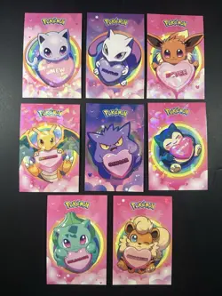 Pokemon Electric Pikachu Valentines Hearts Card Database Cracked Ice Holo X 8 - Image 1