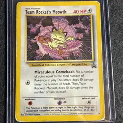 Team Rocket's Meowth #18 Black Star Wotc Promo Pokemon Card TCG - Image 1