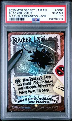 PSA 10 GEM MINT MTG Deadpool Secret Lair #869 Blacker Lotus 2025 - Image 1