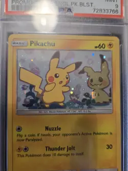 2019 Pokemon Team Up Pikachu Holo Promo #SM162 Black Star Promo Card PSA 9 Mint - Image 3