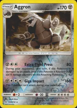Aggron 125/214 Reverse Holo Rare SM - Unbroken Bonds Pokemon Card NM - Image 1