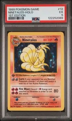1999 Pokemon Base Set 1st Edition Ninetales #5 Holo PSA 5 - Image 1