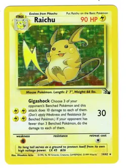 RAICHU FOSSIL 1999 HOLO FOIL RARE 14/62 POKEMON NM - Image 1