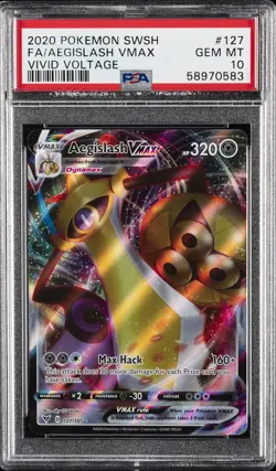 2020 POKEMON SWORD & SHIELD VIVID VOLTAGE #127 FULL ART/AEGISLASH VMAX PSA 10 - Image 1