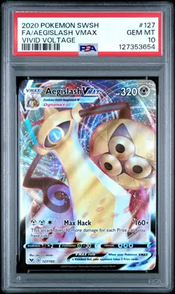 2020 POKEMON SWORD & SHIELD VIVID VOLTAGE #127 FULL ART/AEGISLASH VMAX PSA 10 - Image 1
