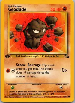 Pokemon TCG Geodude 47/62 Fossil LP 1st Edition - Image 1