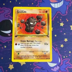 Pokemon TCG - GEODUDE - 1ST EDITION - 47/62 - FOSSIL (1999) - WOTC - LP - Image 1