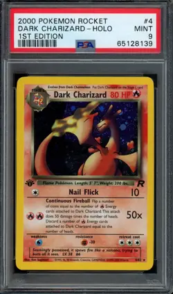 Pokemon Dark Charizard Holo 2000 Team Rocket 1st Edition #4 PSA 9 Mint - Image 1