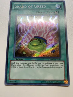 Yugioh Shard Of Greed 1st Edition Secret Rare PHSW-EN057 MP - Image 1