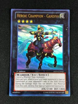 YUGIOH HEROIC CHAMPION GANDIVA ABYR-EN042 1ST ULTRA NM - Image 1