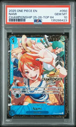 2025 ONE PIECE PROMOS CHAMP 25-26-TOP 64 #050 NAMI PSA 10 - Image 1