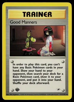 Pokemon Card - Good Manners Gym Heroes 111/132 Uncommon 1st Edition - Image 1