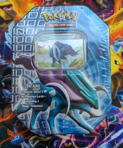 New Sealed 2010 Shiny Suicune Pokemon TCG Holiday Tin Pokemon Trading Card Game - Image 1