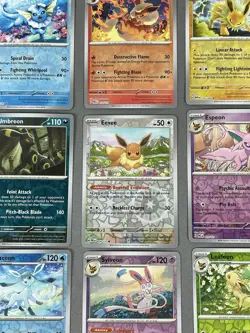 Pokemon Eeveelution REVERSE HOLO COMPLETE 9 Card Set Lot PRISMATIC EVOLUTIONS NM - Image 1