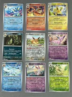 Pokemon Eeveelution REVERSE HOLO COMPLETE 9 Card Set Lot PRISMATIC EVOLUTIONS NM - Image 2