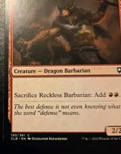 Reckless Barbarian 193/361 Common Battle For Baldur's Gate Magic: The Gathering - Image 4