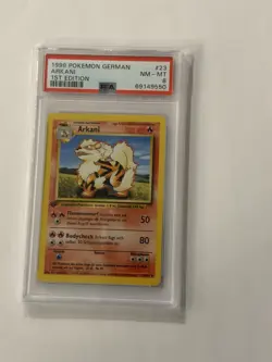 1999 Pokemon German Base 1st Edition Arcanine Arkani #23 PSA 8 - Image 1