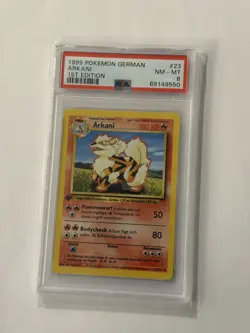 1999 Pokemon German Base 1st Edition Arcanine Arkani #23 PSA 8 - Image 2