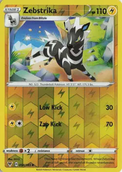 Zebstrika Reverse Holo Uncommon - SWSH04: Vivid Voltage #054/185 Pokemon TCG - Image 1