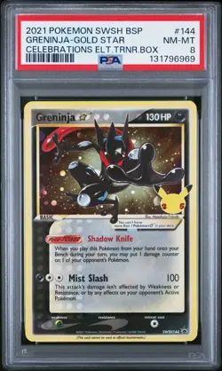 2021 POKEMON SWSH BLACK STAR PROMO #144 GRENINJA-GOLD STAR PSA 8 - Image 1