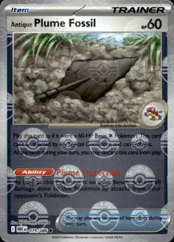 Pokemon White Flare Antique Plume Fossil 079/086 (Pokeball Pattern) Holo NM - Image 1