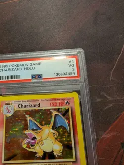 1999 POKEMON BASE SET UNLIMITED #4 CHARIZARD-HOLO PSA 3 - Image 3