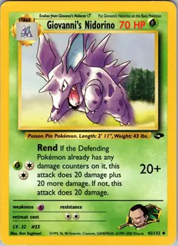 Giovanni's Nidorino Gym Challenge Uncommon LP Pokemon 045/132 Unlimited - Image 1