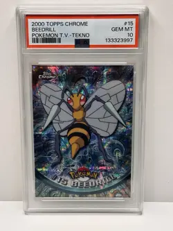 2000 TOPPS CHROME POKEMON T.V. TEKNO #15 BEEDRILL PSA 10 - Image 1