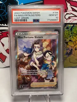 Miss Fortune Sisters 194/196 F/A GEM MINT PSA 10. Pokemon SW&SH Lost Origin-2022 - Image 1